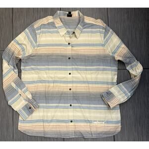 Patagonia Women’s Catbells Button Up Shirt Striped Organic Cotton XL Fish